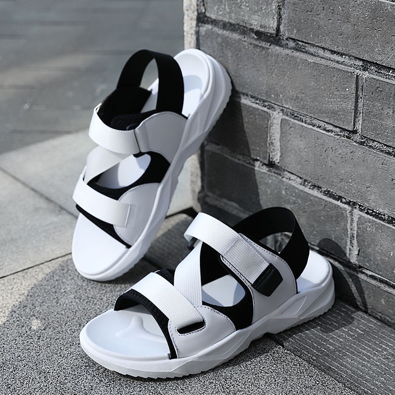 Sandal nam quai dán co giãn hình chữ đế bằng năng động thời trang