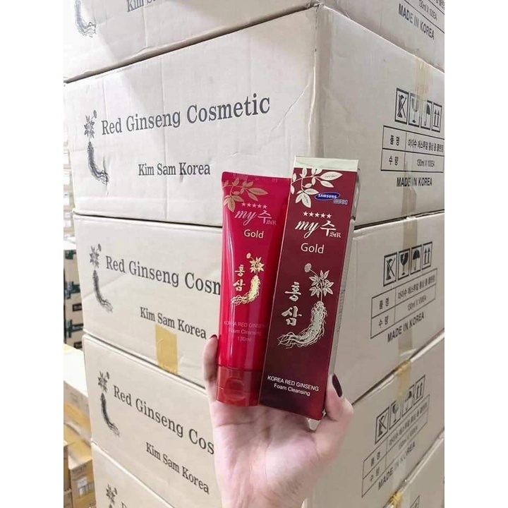 Combo Sữa Rửa Mặt Hồng Sâm Đỏ My Gold 130ml + Kem Sâm Hàn Quốc My Gold Korea Red Ginseng White Cream 50ml