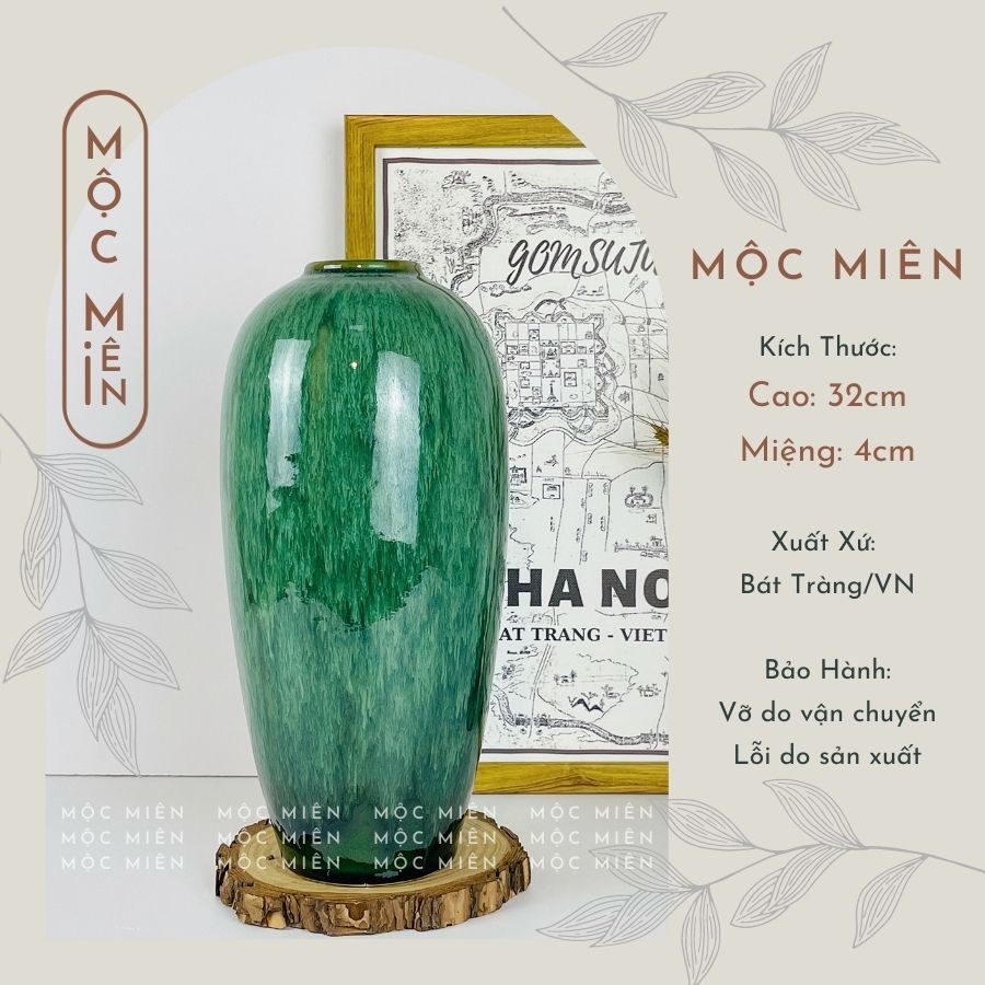 Bình hoa gốm lọ hoa dáng B0M cắm đào tết, sen, tuyểt mai decor tranh trí, Mộc Miên gommocmien, gốm sứ bát tràng