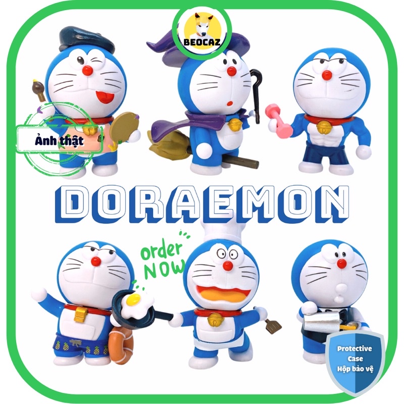 [Tặng Hộp Bảo Vệ] Mô hình Doraemon bé Mon Mèo Ú dễ thương hướng nghiệp đầu bếp bartender phù thủy cử tạ họa sĩ cứu hộ