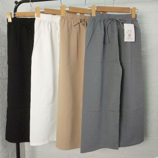 Quần culottes chất đũi cạp chun lơ dáng lỡ