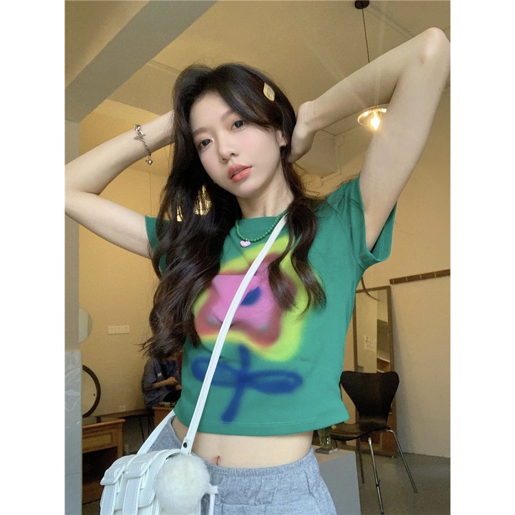 Áo Thun Ngắn Tay In Họa Tiết Hoa Thời Trang Mùa Hè Cho Nữ