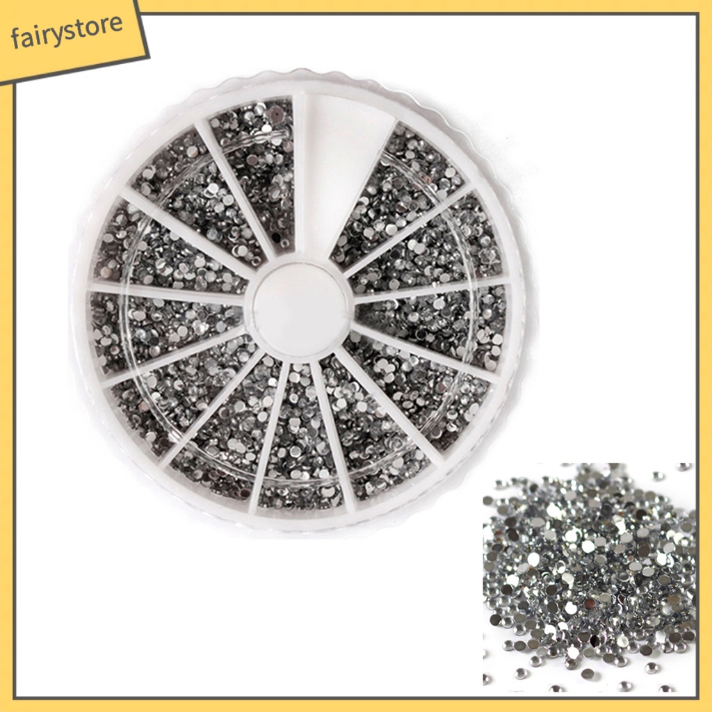 Hộp 2400 phụ kiện đá đẹp mắt thời trang kích thước 1.5mm dùng đính trang trí móng tay