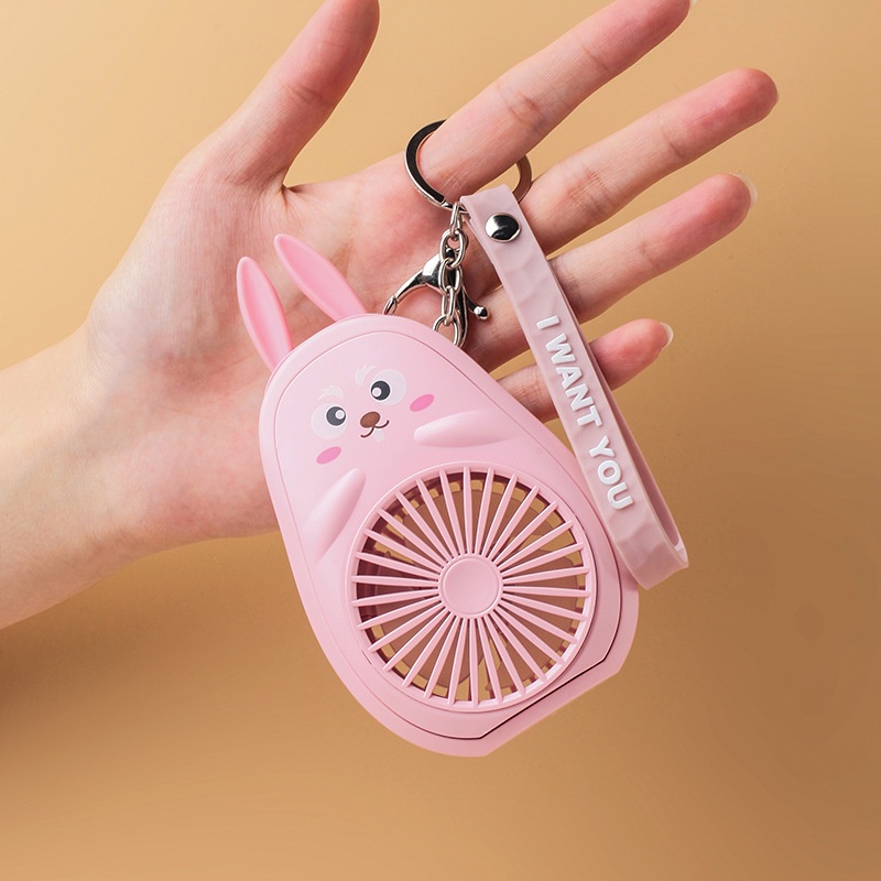 Quạt USB Mini Tạm Thời Kèm Móc Khóa Họa Tiết Hoạt Hình Dễ Thương Tiện Dụng