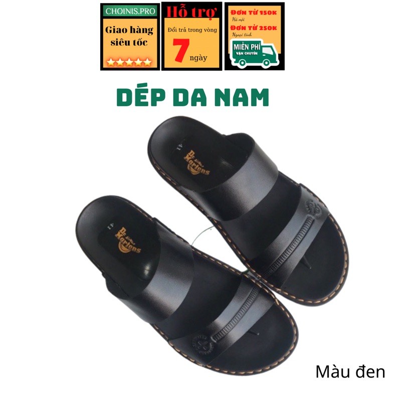 Dép hai quai da bò cao cấp- Khâu viền đế chắc chắn   Đế cao su siêu bền dai mềm