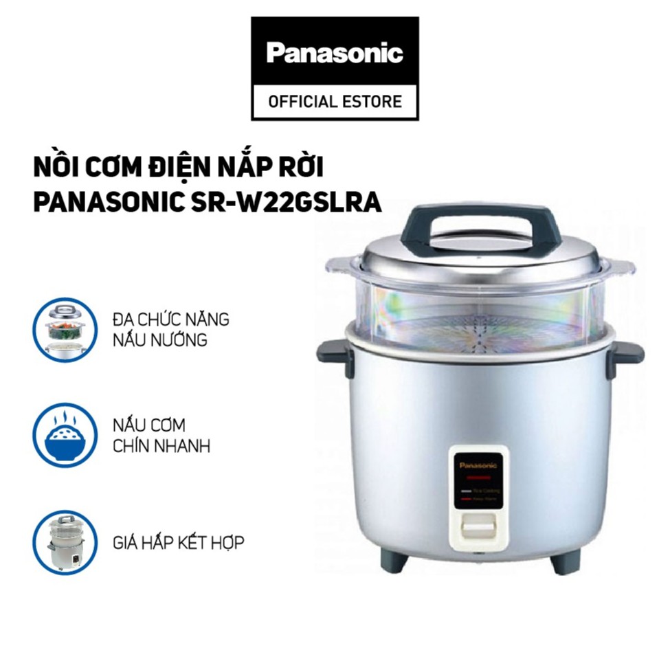 [Mã ELMALL10 giảm 10% đơn 500K] Nồi Cơm Điện Nắp Rời Panasonic SR-W22GSLRA - Hàng Chính Hãng