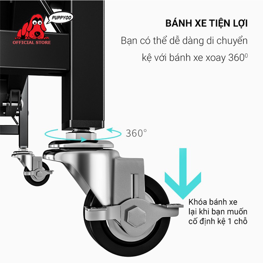 Kệ để đồ đa năng gấp gọn 3/4/5 tầng cho nhà bếp, phòng ăn kệ để lò nướng tiện lợi 4 chân Tháo lắp bánh xe dễ dàng