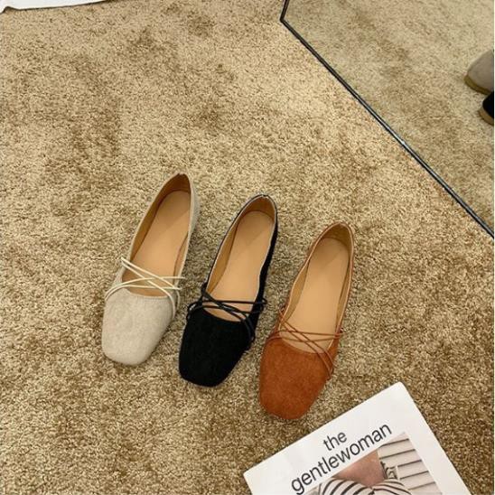 Giày búp bê da lộn nơ dây mảnh cực xinh G031 | BigBuy360 - bigbuy360.vn