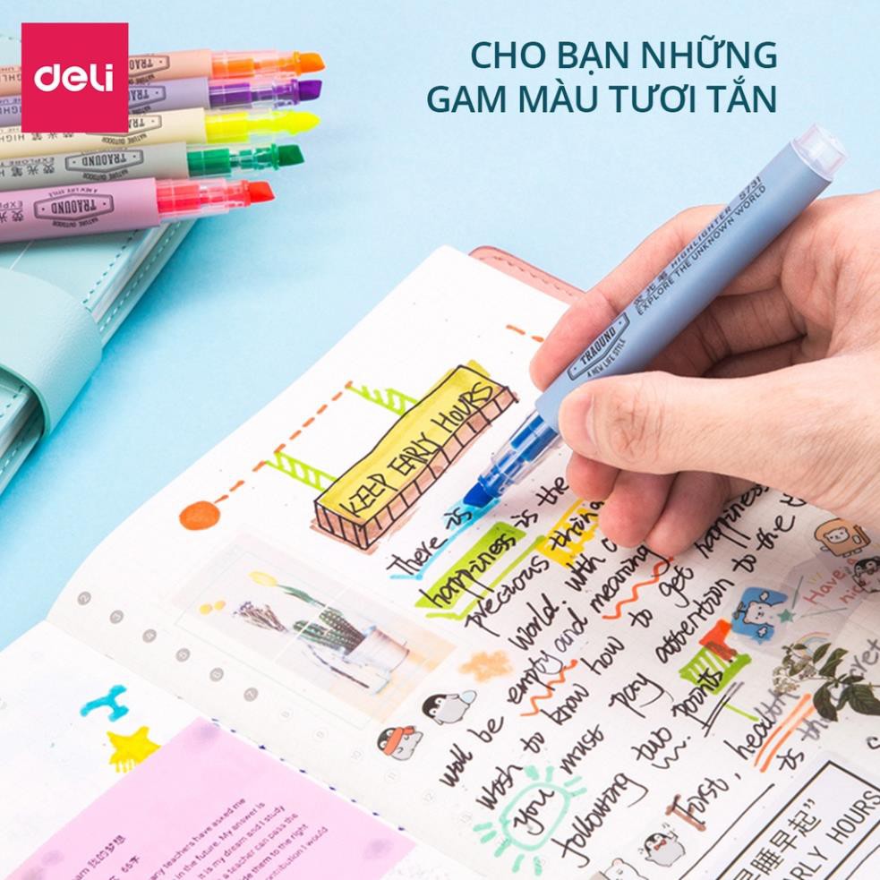 Bút highlight dấu dòng dạ quang Deli – 6 chiếc/ hộp - S624 .