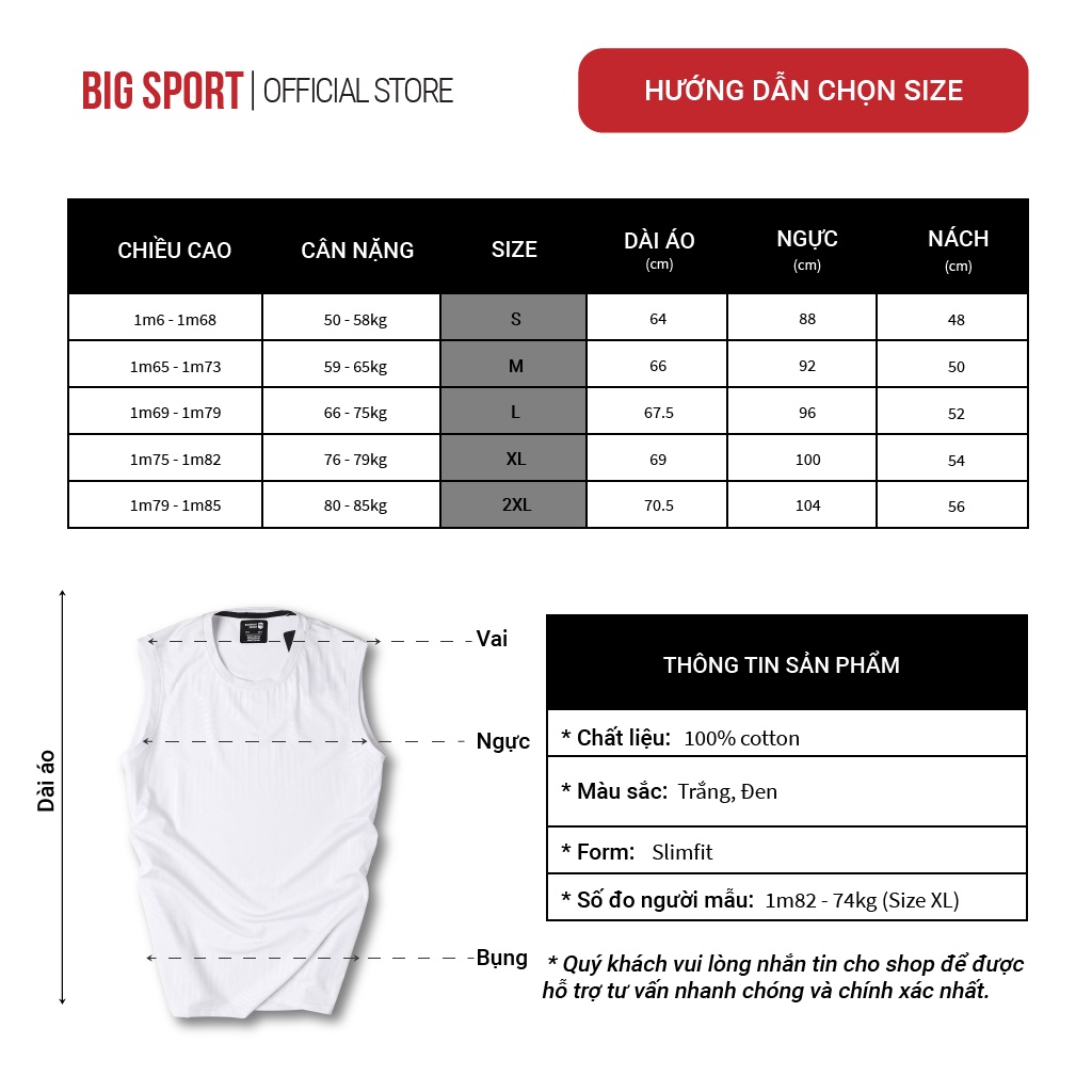 Áo Ba Lỗ Nam 100% Vải Poly Mềm Mỏng Siêu Thoáng Mát Thấm Hút Mồ Hôi Tốt Co Giãn 4 Chiều - Big Sport, BS15