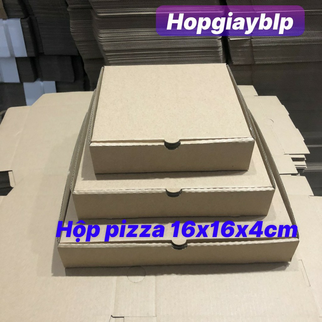 Hộp đựng bánh pizza size 16x16x4cm bộ 10 hộp carton