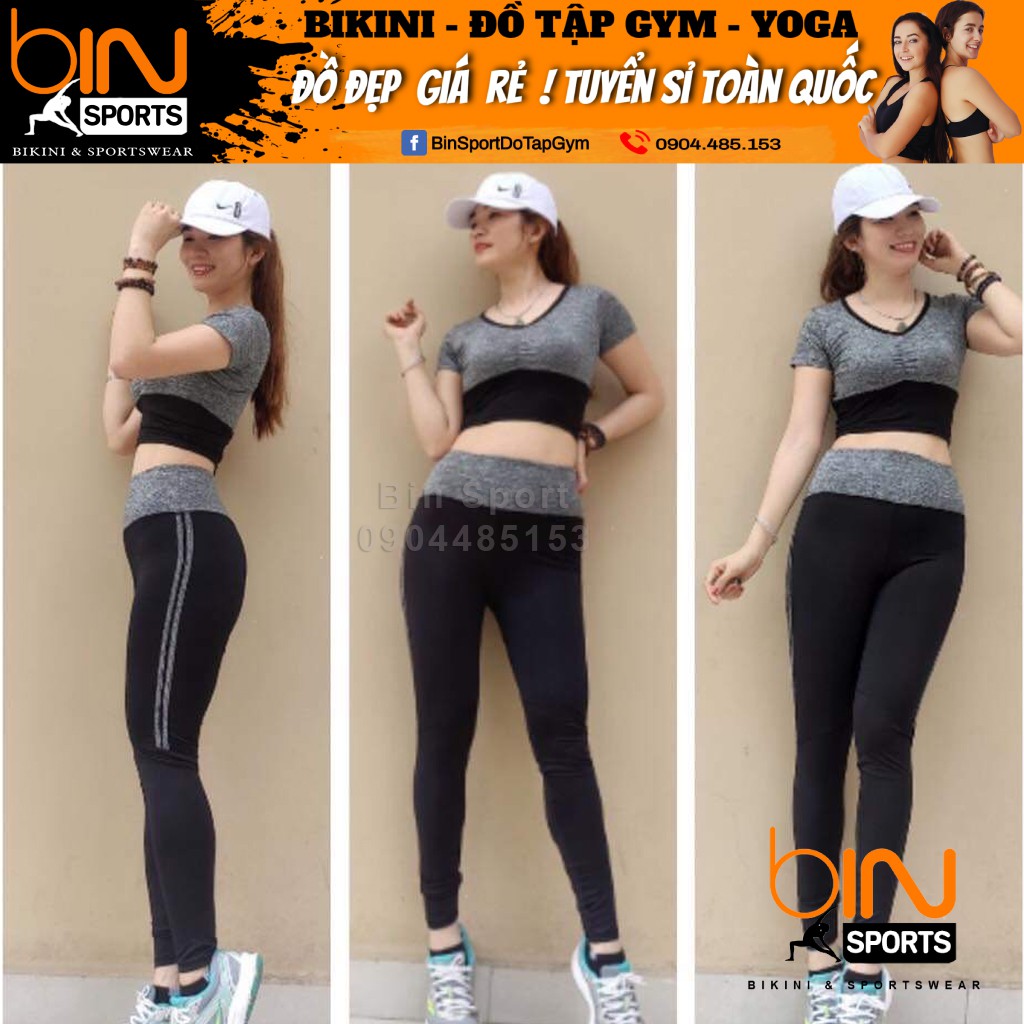 Bộ tập thể thao gym yoga nữ áo crop quần dài BD060