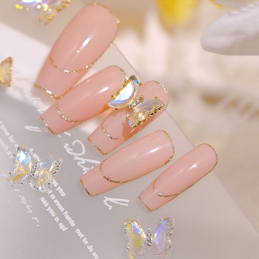 [Hàng mới về] Phụ Kiện Trang Trí Móng Tay Bằng Kim Loại Hình Bướm 3D Phong Cách Nhật Bản Cho Nữ