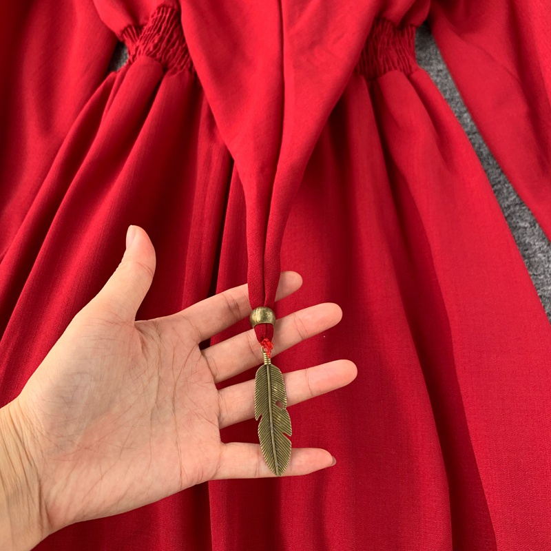 Váy boho đỏ có mũ