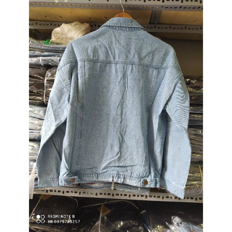 Áo khoác jean nam wash xám in tay thật đẹp CHI082