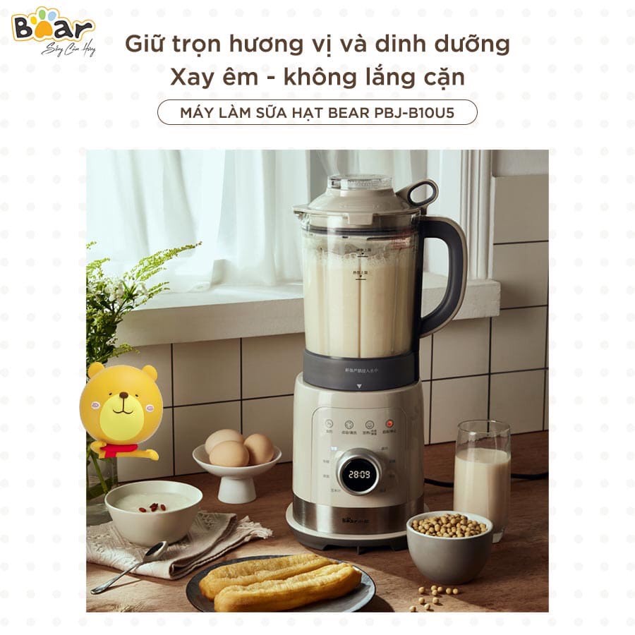 Máy làm sữa hạt đa năng Bear PBJ-B10U5 làm sữa đậu nành, xay sinh tố, dung tích 1.5l, 8 chế độ chức năng - L02112214