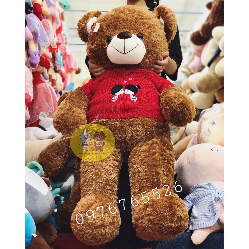 Gấu bông teddy Kissme hàng cao cấp màu nâu kích thước 90cm-1m4