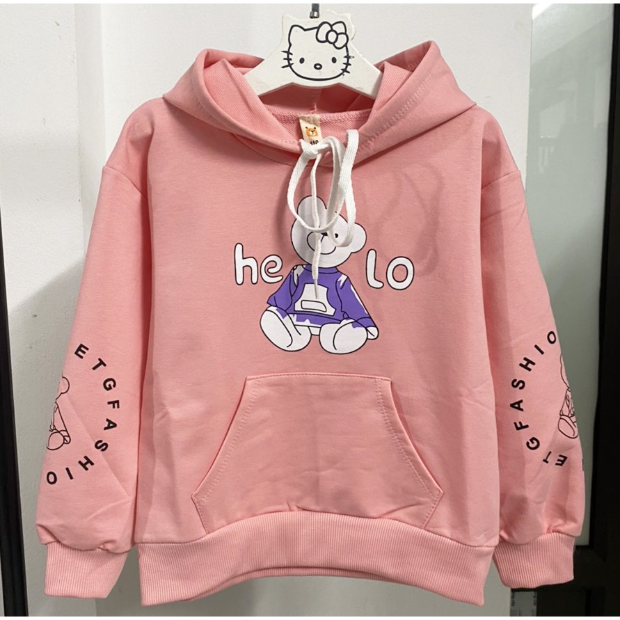 Áo nỉ Hoodie dài tay bé gái 18-30kg DAHANA Kids, áo nỉ thu đông bé gái chất da cá mềm mịn có mũ ấm áp tay xẻ cá tính