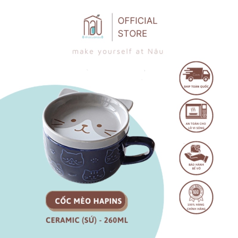 Cốc sứ tạo hình Mèo siêu dễ thương siêu yêu làm cốc uống nước văn phòng, trà, cafe, quà sinh nhật người yêu mèo