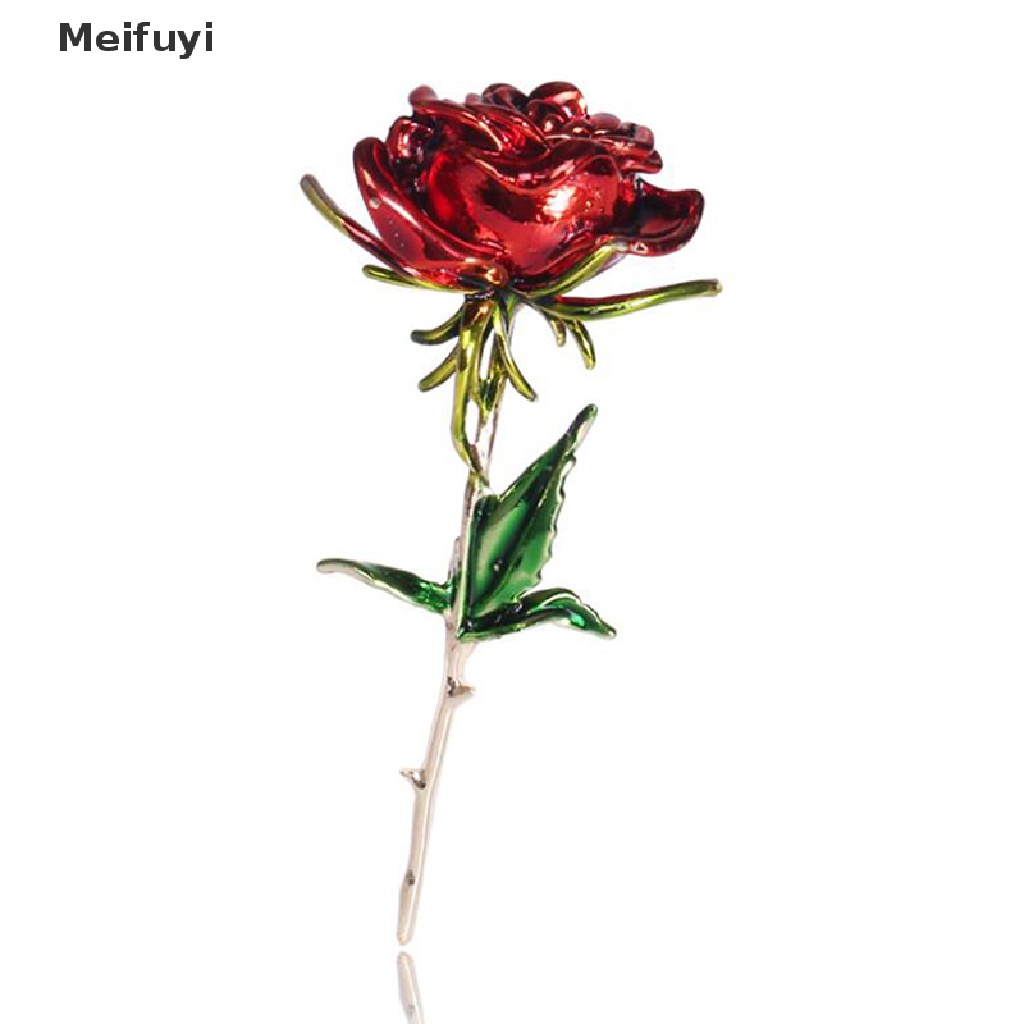[Meifuyi] Fashion Enamel Rose Flower Lapel Brooch Scarf Pin Wedding Women Jewelry Gift COD