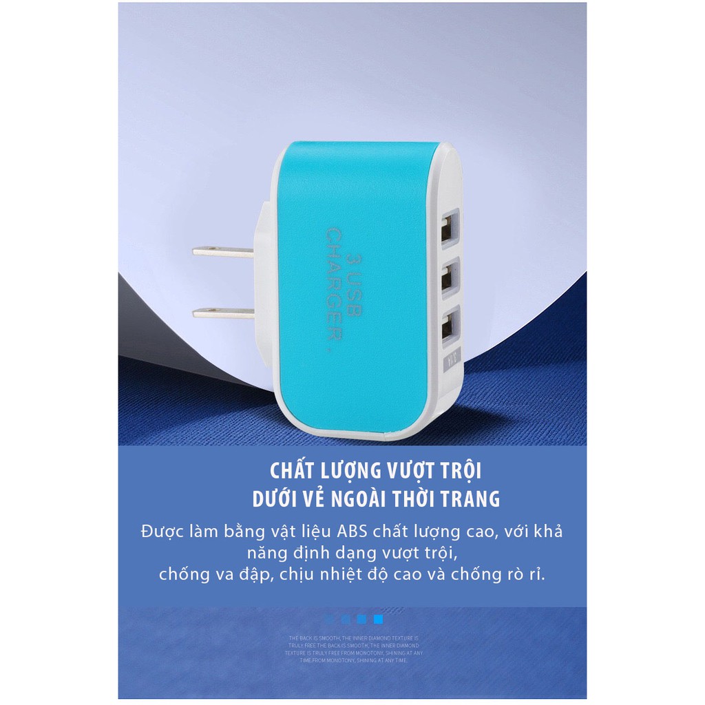 [Mã SR14MAY5 giảm 20K đơn 50K] Đầu Sạc Nhanh 3 Cổng USB CHARGER