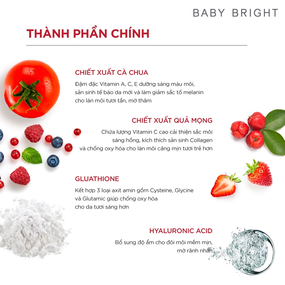 Mặt Nạ Môi Cà Chua Baby Bright Tomato &amp; Gluta Bright Lip Mask 10g