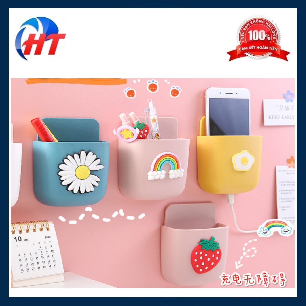 Giá Đỡ Dán Tường - Kệ Đựng Điện Thoại, Remote HỌA TIẾT (Giao Mẫu Ngẫu Nhiên)