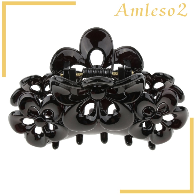 Kẹp Tóc Càng Cua Lớn Hình Hoa Pha Lê Màu Đen Cho Nữ Amleso2