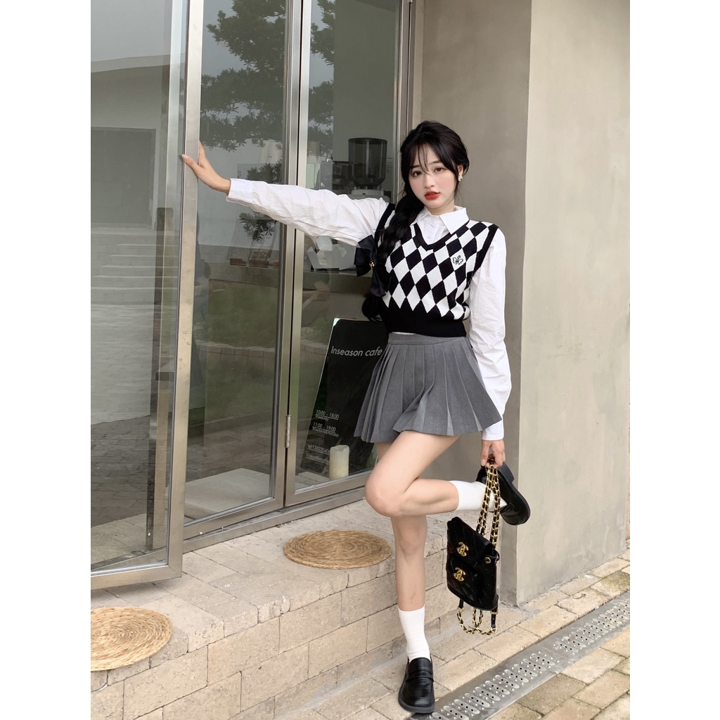 Áo Dệt Kim Không Tay Dáng Ngắn Phong Cách Hàn Quốc Thời Trang Cho Nữ