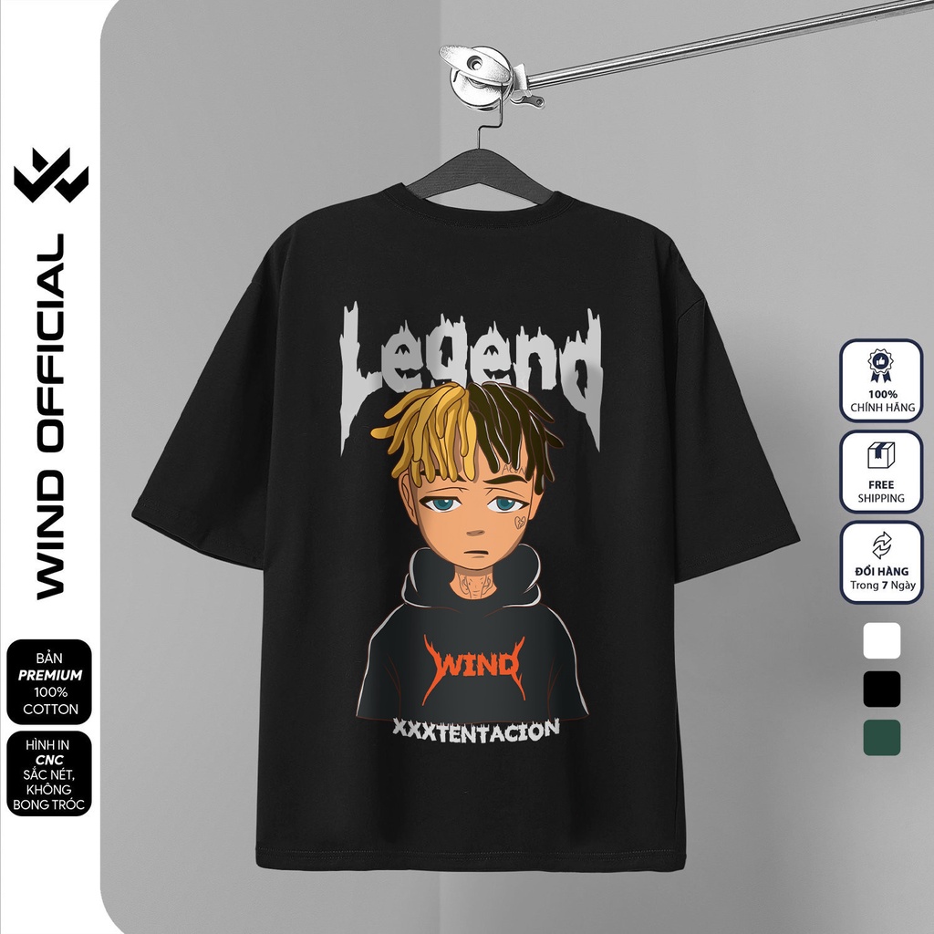 Áo thun tay lỡ unisex WIND phông form rộng 65% Cotton Legend nam nữ oversize