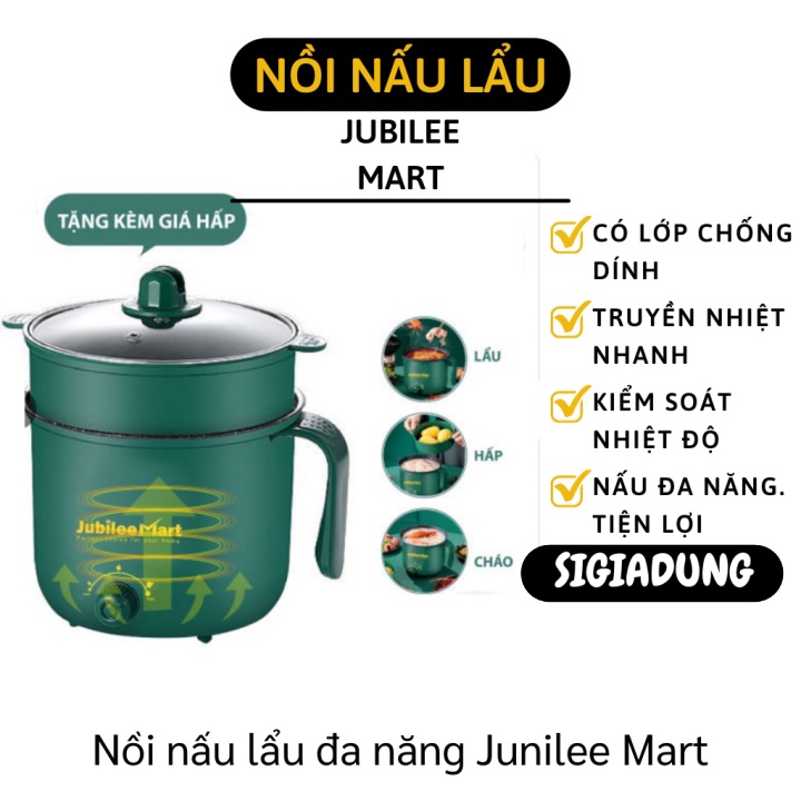 [SGD] Nồi Điện Mini Jubilee Mart - Nồi Nấu Lẩu, Nấu Mì 2 Tầng Kèm Giá Hấp Đa Năng 10458