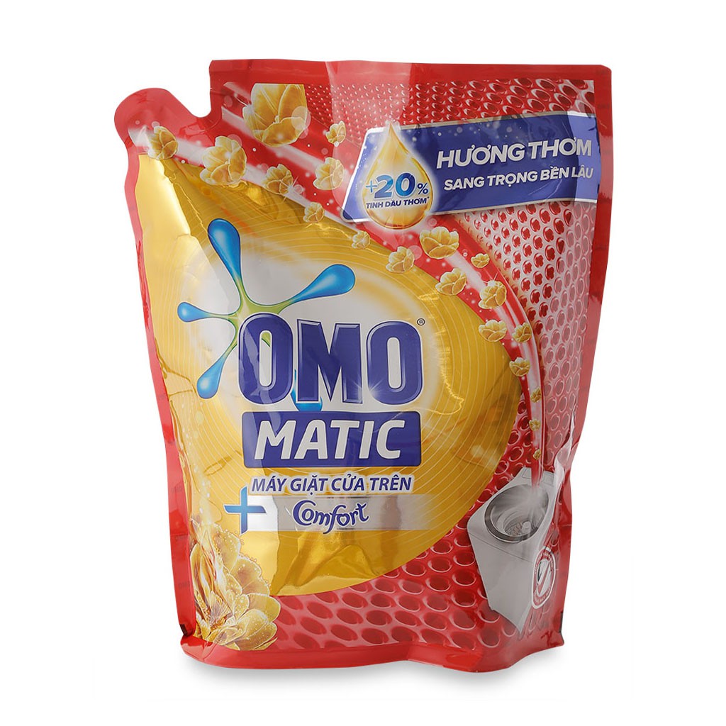 Nước Giặt OMO Matic Máy Giặt Cửa Trên Hương Comfort Tinh Dầu Thơm Túi 2kg (Hương thơm sang trọng bền lâu)