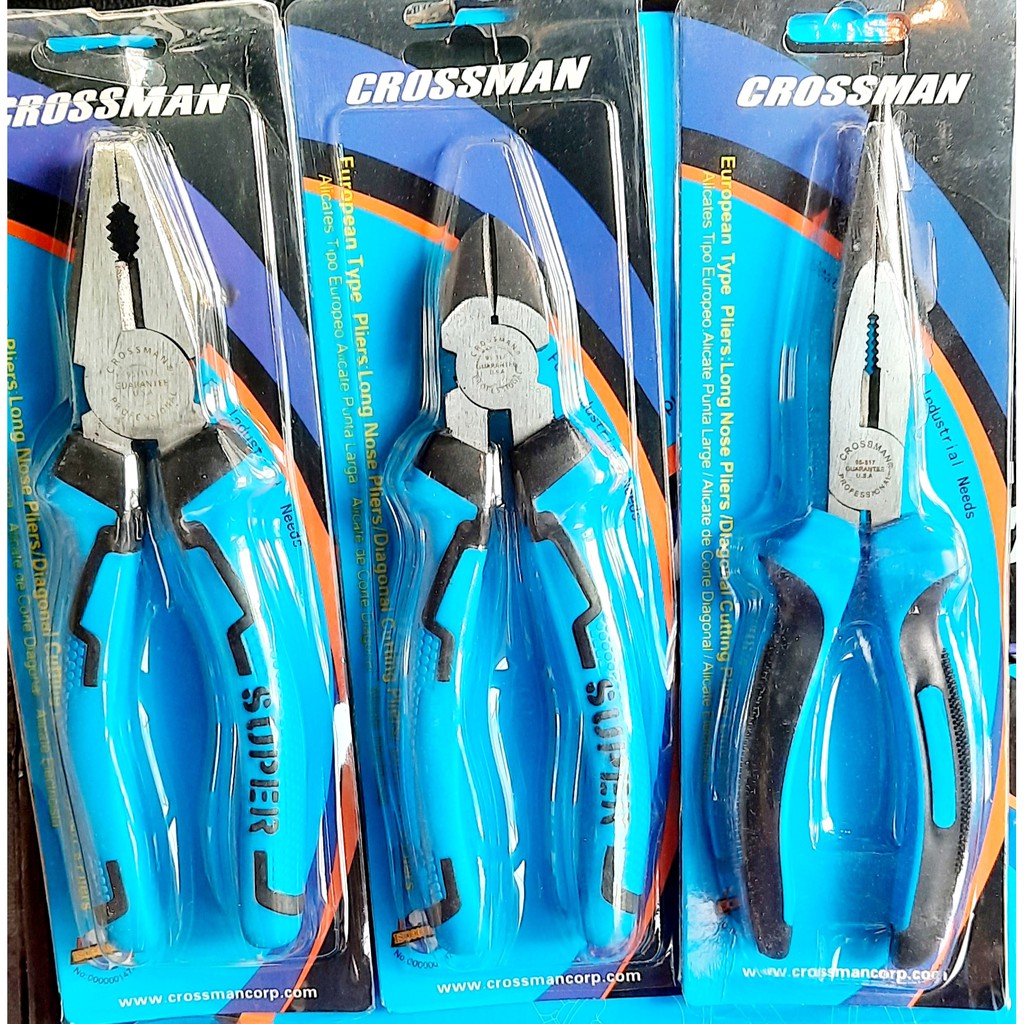 Bộ 3 kìm điện, kìm cắt, kìm nhọn, kềm điện, kềm cắt, kềm nhọn 8'' Crossman