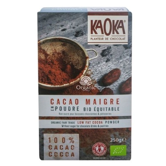 Cacao Giảm Cân / ORGANIC / Bột CaCao Hữu Cơ Nguyên Chất Tách Béo Kaoka 250 gr, Nhập Khẩu Pháp[Date 2022]