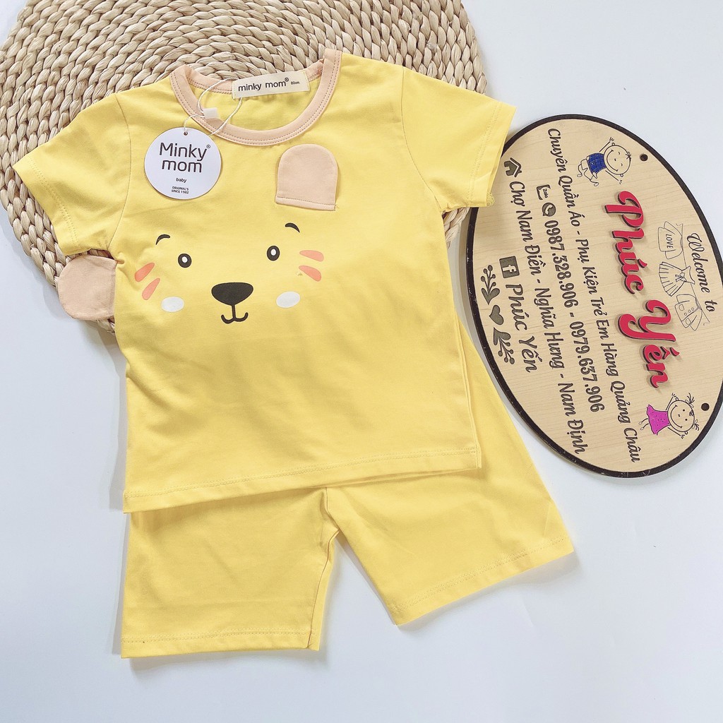 Bộ Cộc Cotton 100 % Hàng Minky Mom Họa Tiết Động Vật Có Tai Heo Hồng Cho Bé (8-18kg) (SP001424)