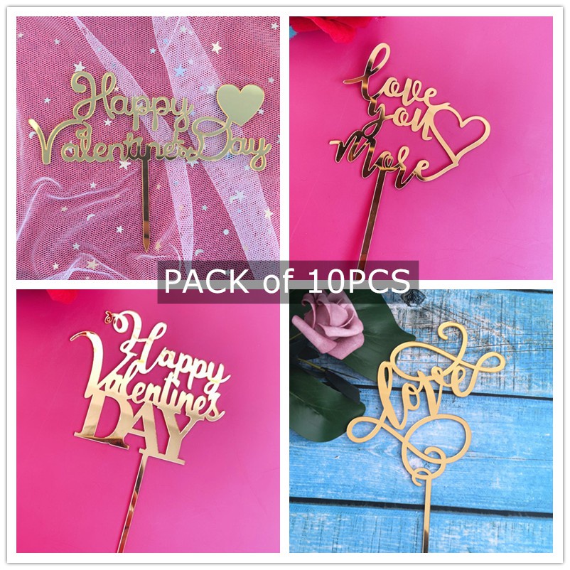 Bộ 10 que cắm trang trí bánh kem chủ đề valentine dễ thương