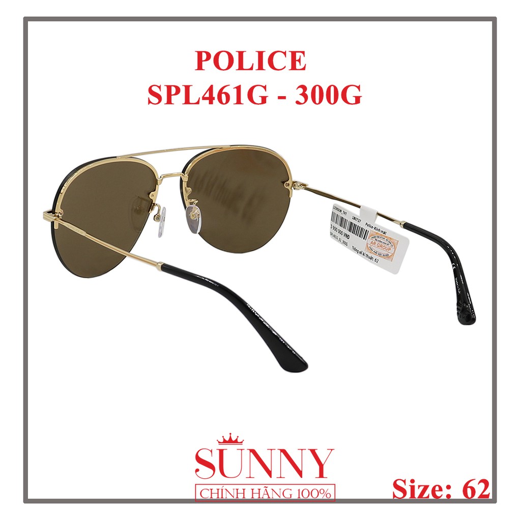 Kính mát Police chính hãng SPL461G 62 300G màu sắc thời trang, thiết kế dễ đeo bảo vệ mắt