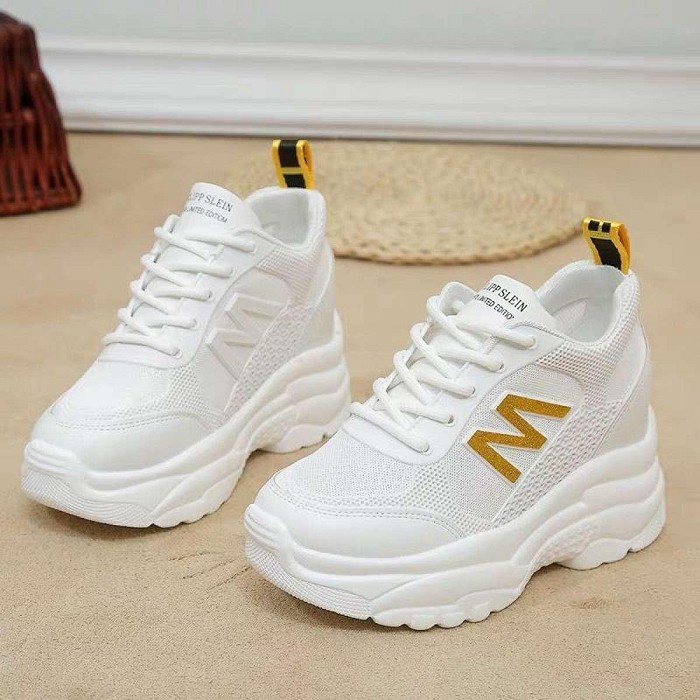 Giày sneaker nữ Giày thể thao nữ độn đế 7cm Chữ M vải lưới thoáng khí,da mềm dáng Ulzzang Hàn quốc