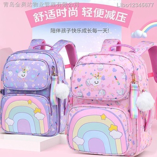 Ba Lô Đi Học Họa Tiết Cầu Vồng Xinh Xắn Cho Bé Gái Lớp 1-3-6 Mới Năm 2021