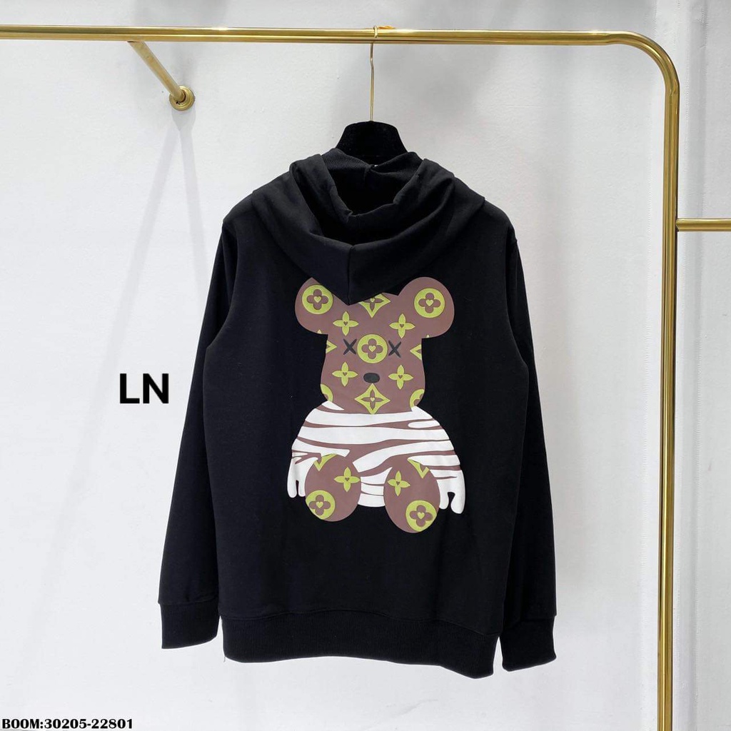 Áo hodie Nam Nữ  gấu  Chất nỉ cotton for thụng tay bồng  Mũ 2 lớp xịn xò