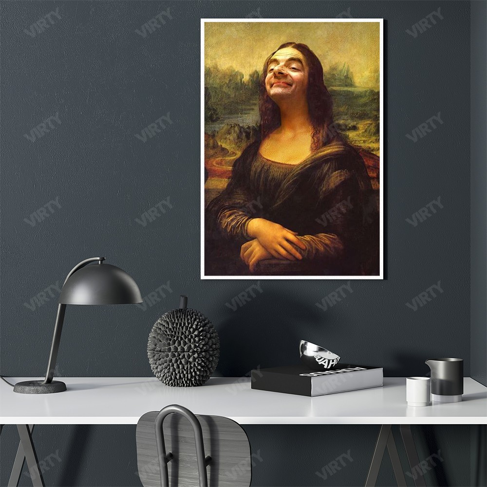 [Freeship Extra] Tranh canvas decor Mona Lisa Bean Troll Art