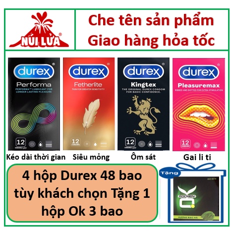 4 hộp Bao cao su Durex Tùy chọn Performa, Fertherlite, Invisible