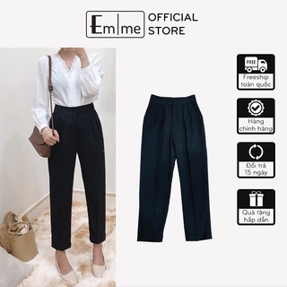 Quần baggy nữ lưng cao dáng suông chất vải dày dặn, quần âu nữ form hàn EMME - EMQ01