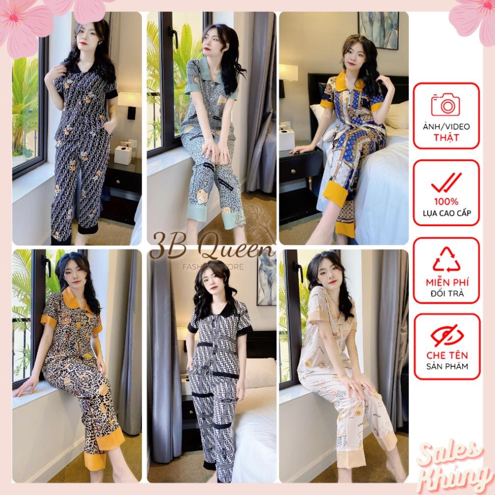 Đồ bộ nữ pyjama tiểu thư, bộ ngủ lụa Mango cao cấp 3BQUEEN thoáng mát, mềm mịn