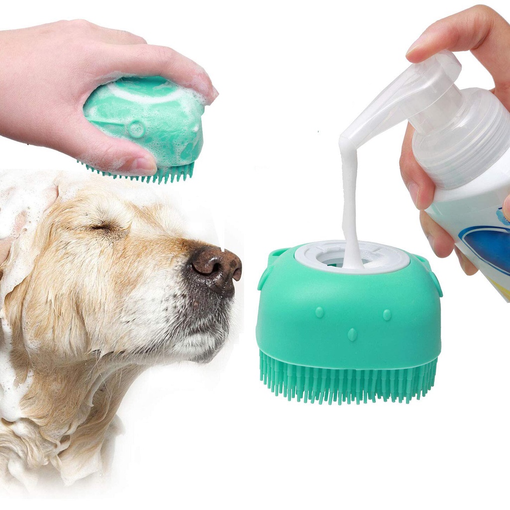 Bàn Chải Tắm Mát Xa Cho Thú Cưng Bằng Silicone Mềm 2.7oz/80ml