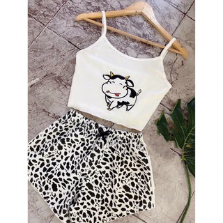Bộ ngủ hai dây bò sữa siêu hot