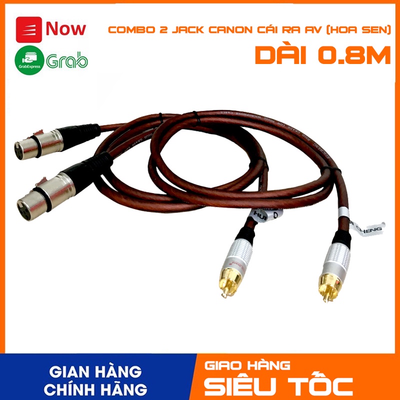 Bộ 2 Jack Canon Cái Ra AV (Bông Sen) Liên Dây Dài 0.8 Mét - Hàng Đẹp, Dùng Kết Nối Các Thiết Bị Âm Thanh