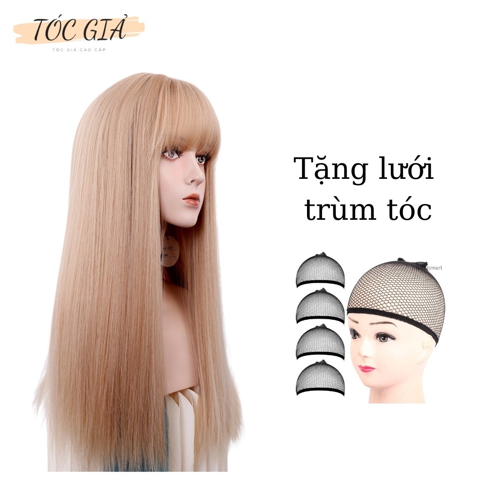 Tóc giả nữ nguyên đầu thẳng dài tơ cao cấp, tặng kèm lưới trùm tóc, mã z7007