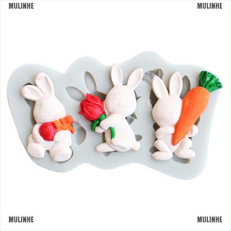 Khuôn silicone Tạo Hình Làm Bánh Kẹo Hình Thỏ Phục Sinh DIY