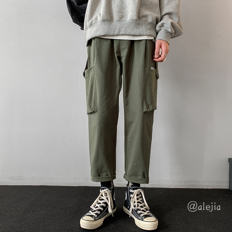 【ALEJIA】Hong Kong Wind Straight Cargo Pants Men's Korean Fashion Loose Casual Pants Summer Thin Joker Pants Male Student